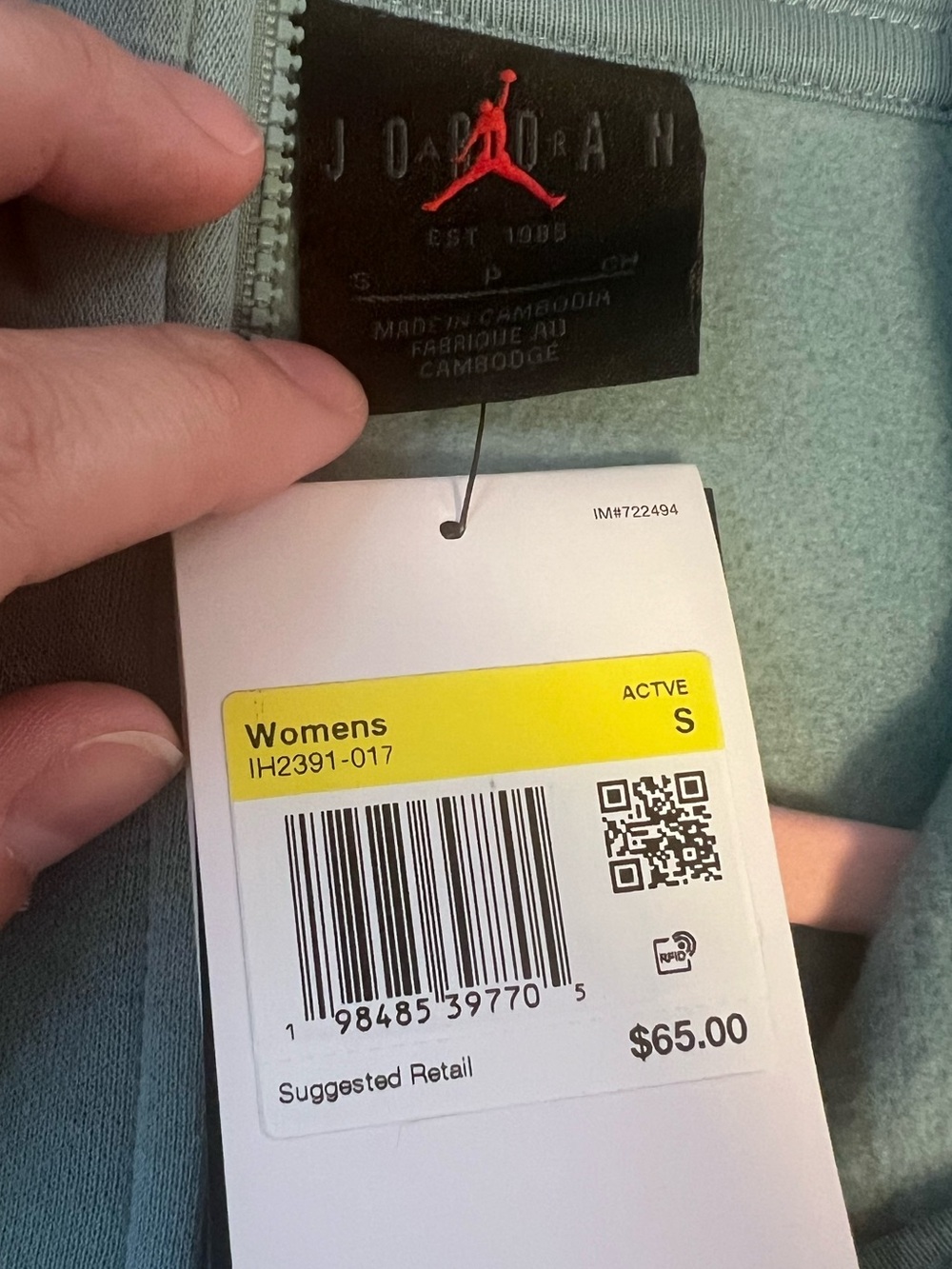#683 NWT Jordan Brooklyn Fleece 1/4 Zip Cannon White Women’s Small - Picture 7 of 8